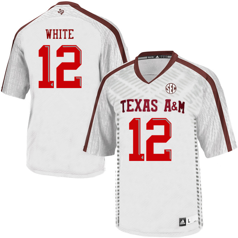 Men #12 Braden White Texas A&M Aggies College Football Jerseys Sale-White